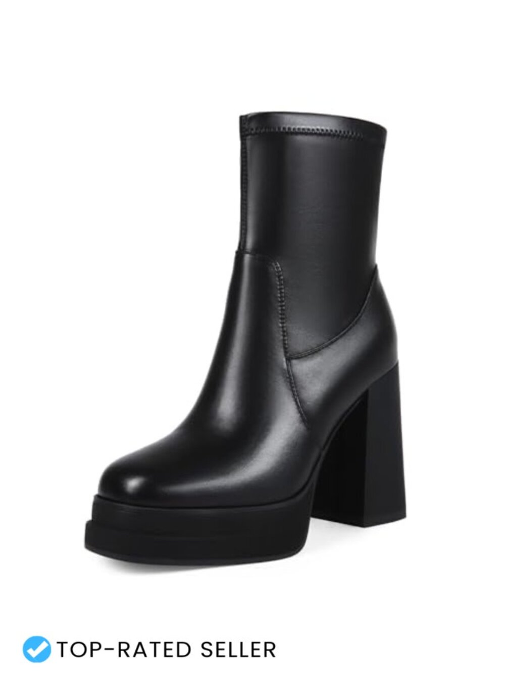 Women's Platform Ankle Booties Chunky Block Heel Faux Leather
